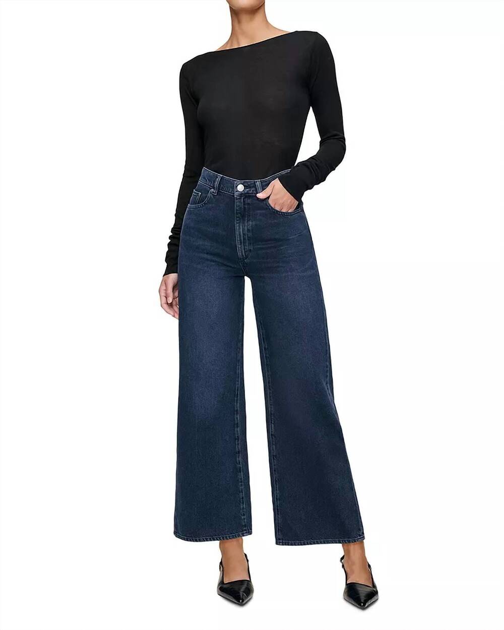 NEW DL1961 - WOMEN'S hepburn high waist wide leg jeans in crater lake
